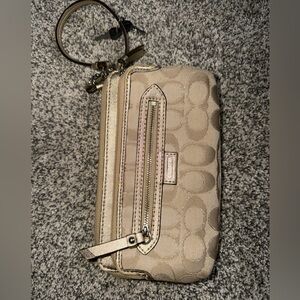 Coach Metallic Beige Wristlet